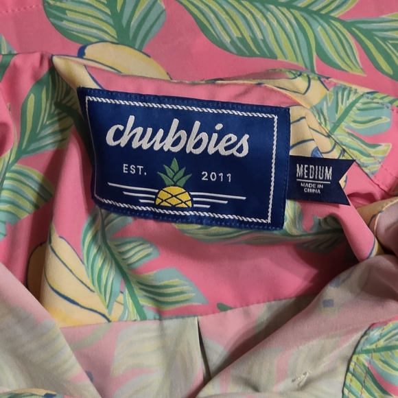 Chubbies Medium Pink Chiquita Banana and Leaf Print Men's Shirt - Picture 9 of 9